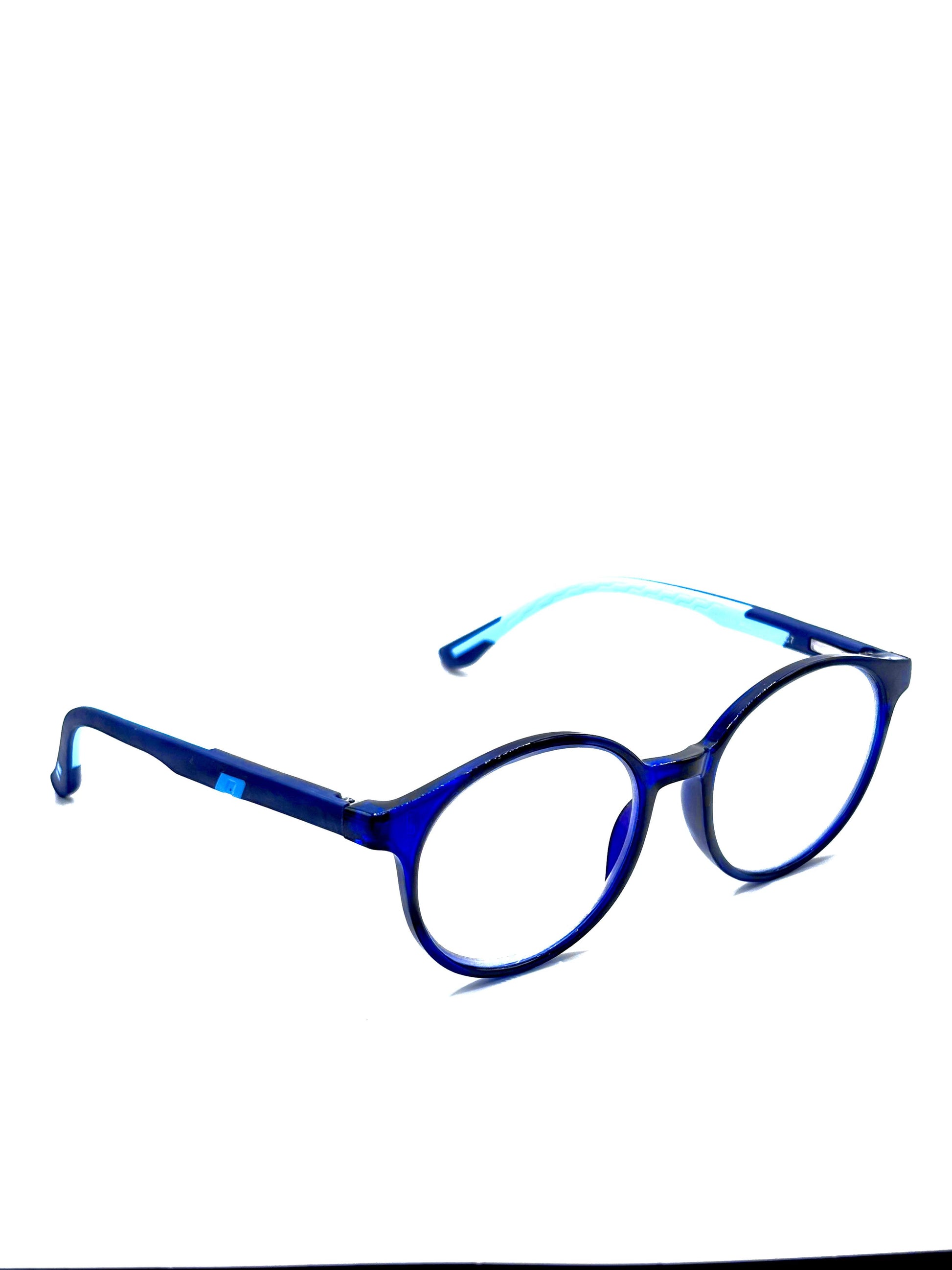 Lightweight TR frame kids computer glasses |Kiddy Power Blue Warrior | Side Angle