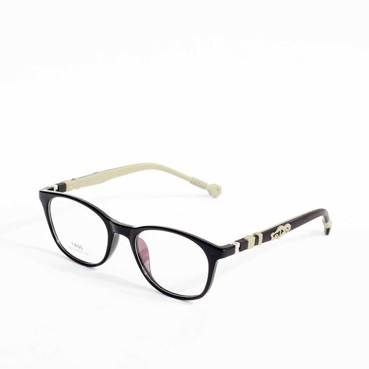 Black & brownish grey Batman blue cut glasses with gold accents on a white background side angle 